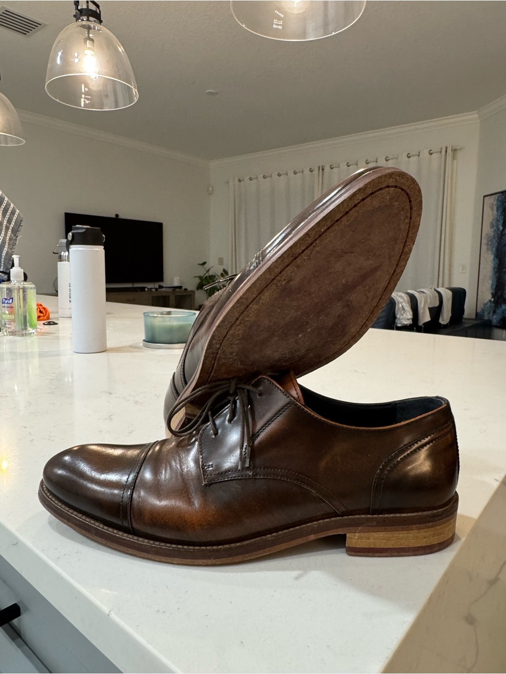 Johnston & Murphy Men's Brown Leather Dress Shoes - Classic Lace-Up Oxford